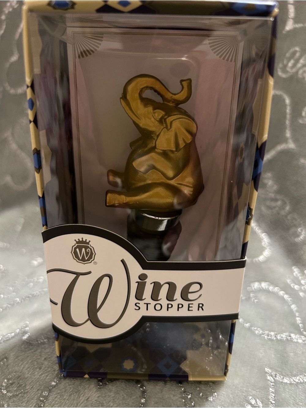 NWT Wild Eye Designs, Elephant Wine Stopper - Gold Accent